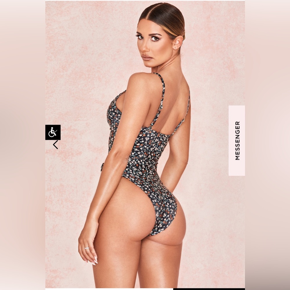 FLORAL PRINT UNDERWIRED BELTED SWIMSUIT - Picture 3 of 3